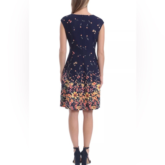 Navy and Floral Dress β By London Times, Size 10 - Picture 5 of 14
